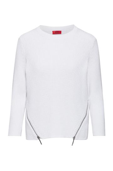 Sweter HUGO Knitted Cotton Białe Damskie (Pl90180)